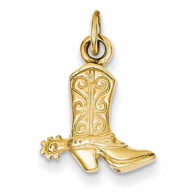 14K Gold Cowboy Boot and Spurs Pendant -  - QG-D2928