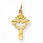 14K Gold Cut-Out Holy Spirit Dove Cross Pendant