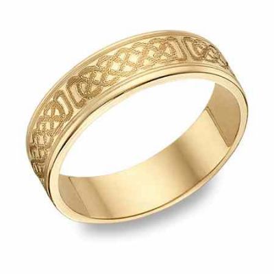 14K Gold Engraved Celtic Wedding Band -  - Celtic-4