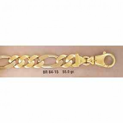14K Gold Figaro Link Design Bracelet -  - BR84-15