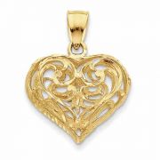 14K Gold Filigree Heart Pendant