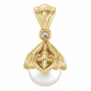 14K Gold Fleur-de-Lis Freshwater Pearl Pendant
