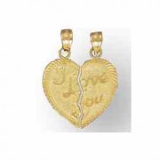 14K Gold Friendship Heart Pendant - I Love You