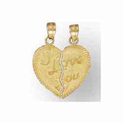 14K Gold Friendship Heart Pendant - I Love You -  - DP112-23