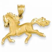 14K Gold Galloping Horse Pendant