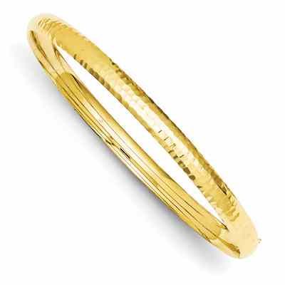 14K Gold Hammered Hinged Bracelet (3/16") -  - QG-DB106