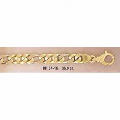 14K Gold Hand-Made Figaro Link Design Bracelet -  - BR84-16