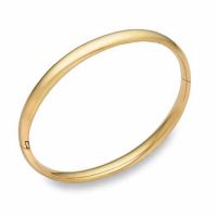 14K Gold Hinged Plain Bangle Bracelet (1/4")