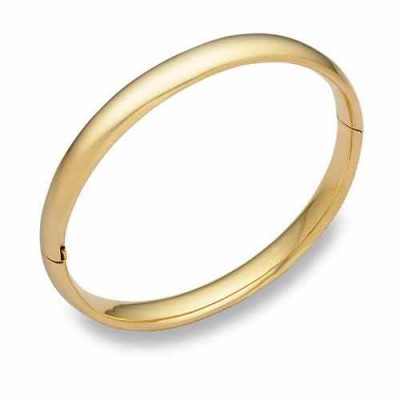 14K Gold Hinged Plain Bangle Bracelet (5/16") -  - QG-HP5-16