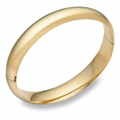 14K Gold Hinged Plain Bangle Bracelet (7/16") -  - QG-HP7-16