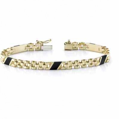 14K Gold Ladies  Design Onyx Bracelet -  - BR80-12