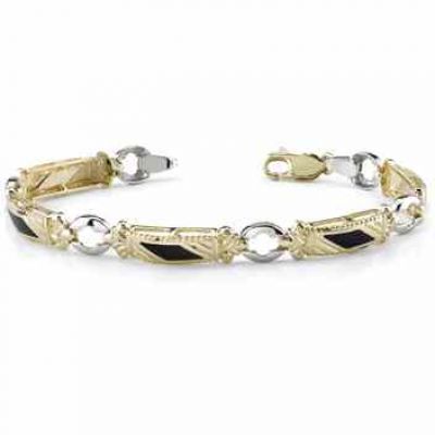 14K Gold Ladies Onyx Bracelet -  - BR80-5
