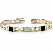14K Gold Men's Black Onyx Bracelet