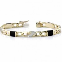 14K Gold Men's Black Onyx Bracelet
