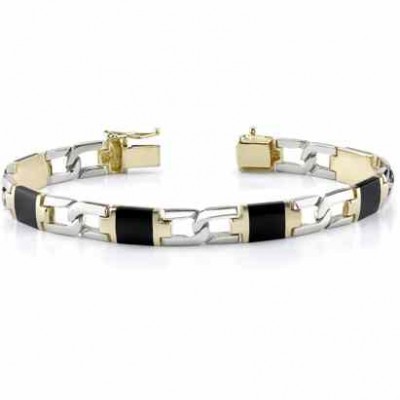 14K Gold Men s Black Onyx Stone Bracelet -  - BR81-2