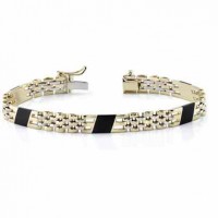 14K Gold Men's Design Onyx Bracelet