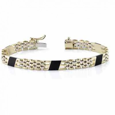 14K Gold Men s Design Onyx Bracelet -  - BR81-10
