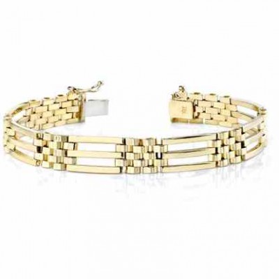 14K Gold Men s Link Design Bracelet -  - BR83-10