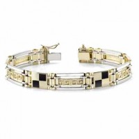 14K Gold Men's Onyx Bracelet