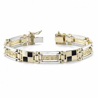 14K Gold Men s Onyx Bracelet -  - BR81-6
