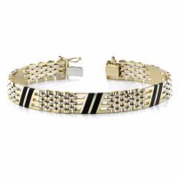 14K Gold Men's Onyx Design Bracelet