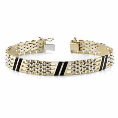 14K Gold Men s Onyx Design Bracelet -  - BR81-8