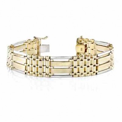 14K Gold Men s Two-Tone gold Design Bracelet -  - BR83-3