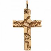 14K Gold Nugget Cross Pendant