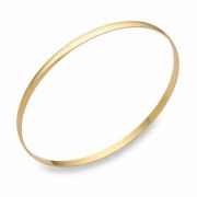 14K Gold Plain Bangle Bracelet (2mm)