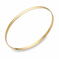 14K Gold Plain Bangle Bracelet (2mm), 7.5 Inches