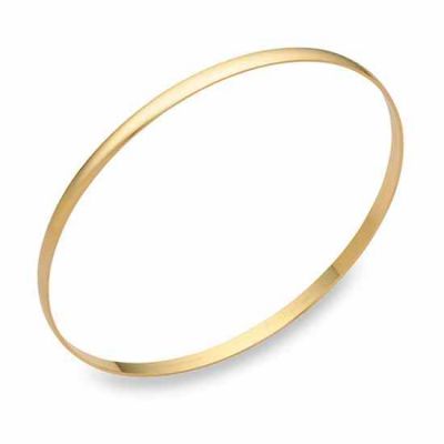 14K Gold Plain Bangle Bracelet (2mm) -  - Bangle-42-27