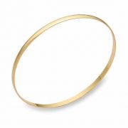 14K Gold Plain Bangle Bracelet (3mm), 7.5 Inches