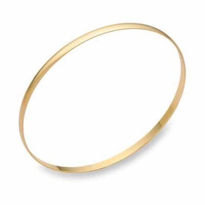 14K Gold Plain Bangle Bracelet (3mm) -  - Bangle-42-26