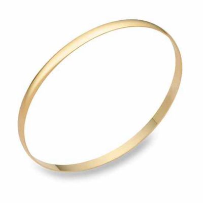 14K Gold Plain Bangle Bracelet (4mm) -  - Bangle-42-25