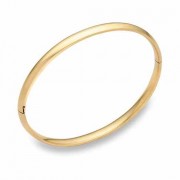 14K Gold Plain Hinged Bangle Bracelet (3/16")