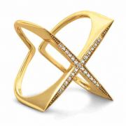 14K Gold Plated Flat Top "X" Ring