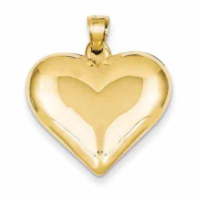 14K Gold Polished Heart Necklace -  - QGPD-C2913