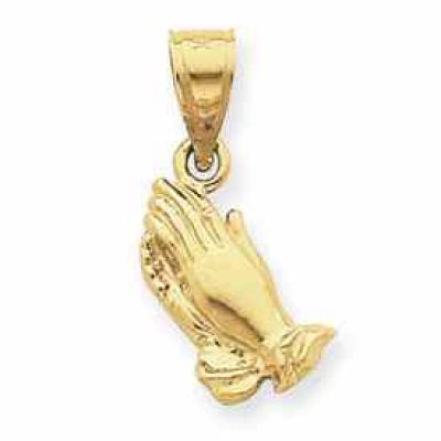 14K Gold Praying Hands Pendant -  - DP112-12