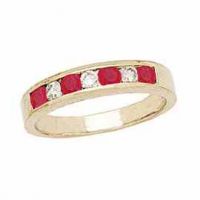 14K Gold Ruby and Diamond Stackable Channel Ring