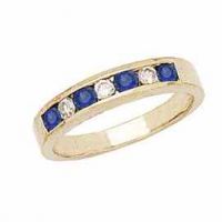 14K Gold Sapphire and Diamond Stackable Channel Ring