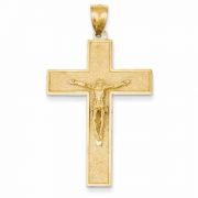 14K Gold Textured Crucifix Pendant