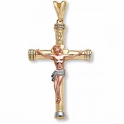 14K Gold Tri-Color Crucifix Pendant