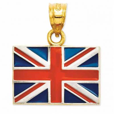 14K Gold United Kingdom Flag Pendant -  - QGPD-K870