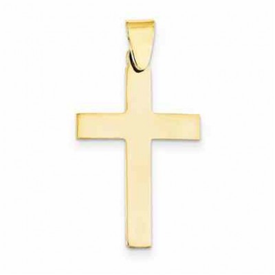 14K High Polish Yellow Gold Cross Pendant -  - QGPD-XR565
