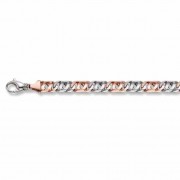 14K Rose and White Gold Designer Curb Bracelet