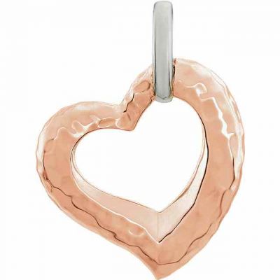 14K Rose and White Gold Hammered Heart Pendant -  - STLPD-86114RW