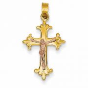 14K Rose and Yellow Gold Fleury Crucifix Pendant