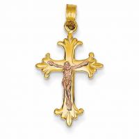 14K Rose and Yellow Gold Fleury Crucifix Pendant