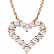 14K Rose Gold 0.25 Carat Diamond Heart Necklace