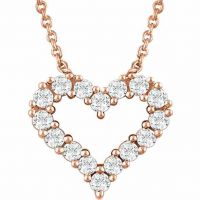 14K Rose Gold 0.25 Carat Diamond Heart Necklace